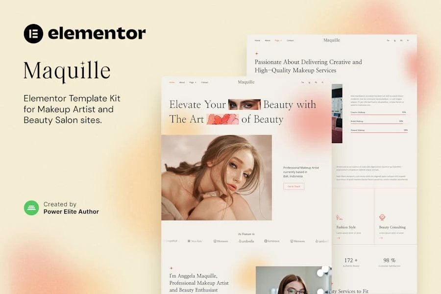 Maquille Template Kit Elementor para maquilladores y estilistas
