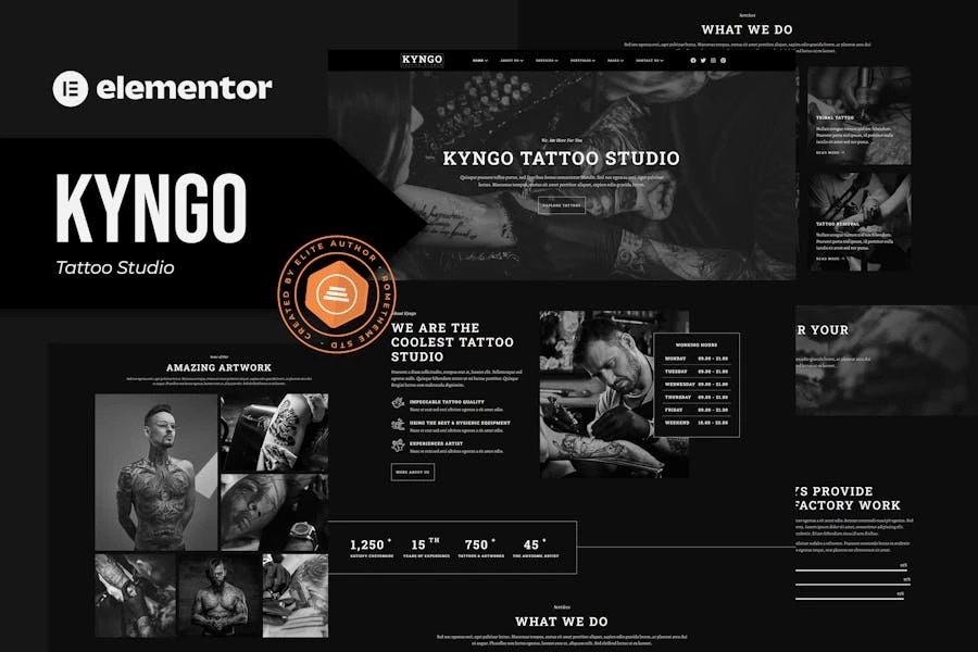 Kyngo - Template Kit Elementor para Tattoo Studio