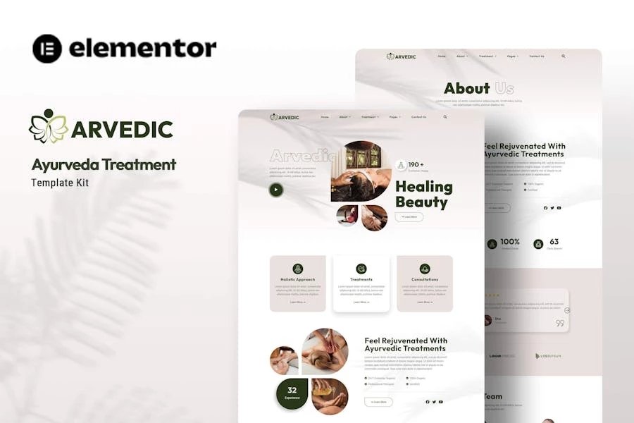 Arvedic - Kit de plantillas Elementor para tratamientos de belleza