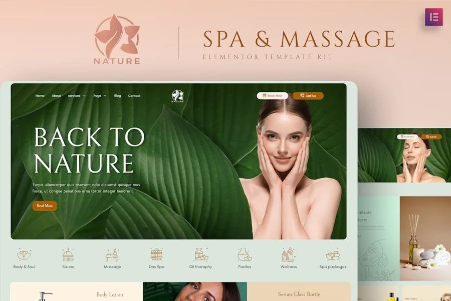 Nature - Template Kit Elementor para spa y masaje
