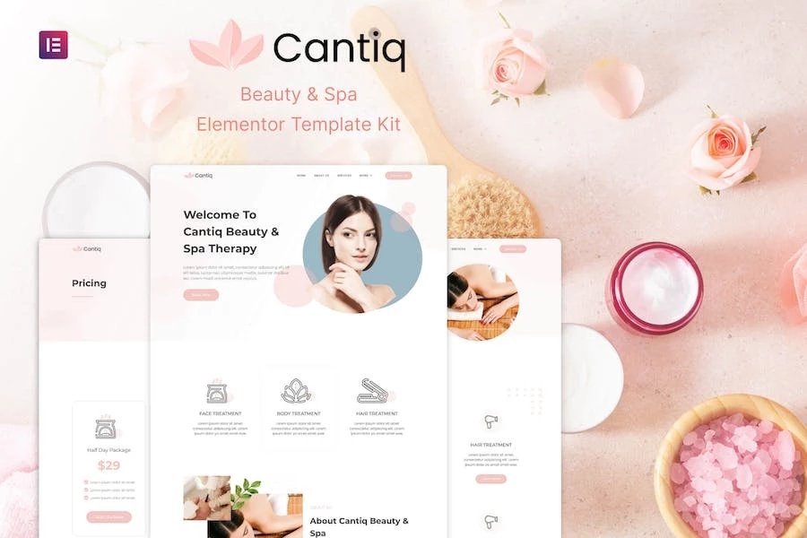 Cantiq - Template Kit de Elementor de terapia para salón de belleza