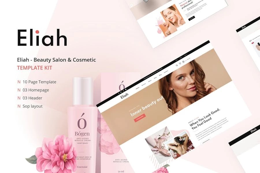 Eliah - Template Kit Elementor para salones de belleza y cosméticos