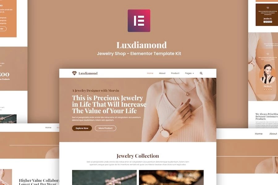 Luxdiamond - Template Kit Elementor para joyería