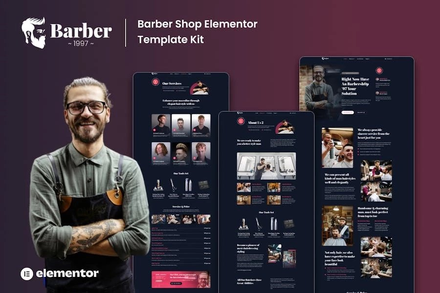 Barber 1997 - Template Kits Elementor de Barbershop