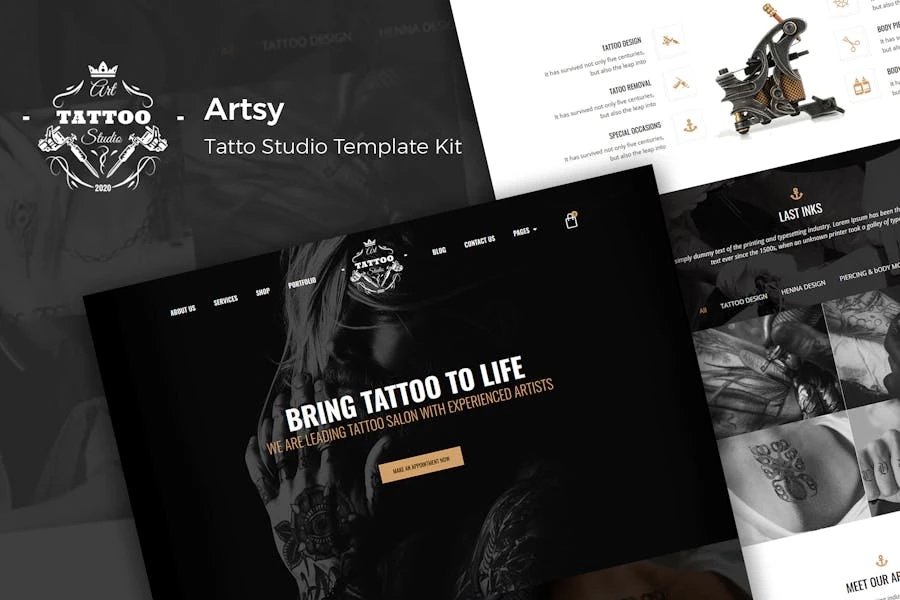 Artsy - Template Kit Elementor para Tattoo Studio