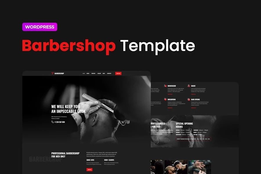Barbercrop Template Kit Elementor para peluquería