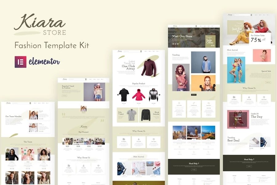 Kiara - Kit de plantillas de Fashion Elementor