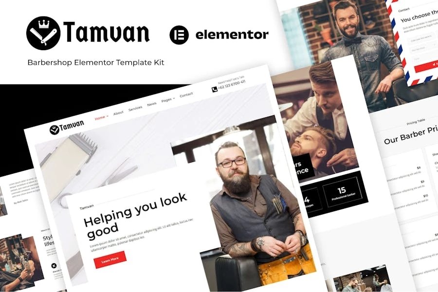 Tamvan - Template Kit Elementor para barbería