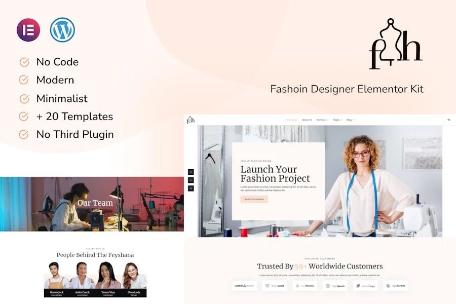 Feyshana - Template Kit Elementor Pro para diseñadores de moda