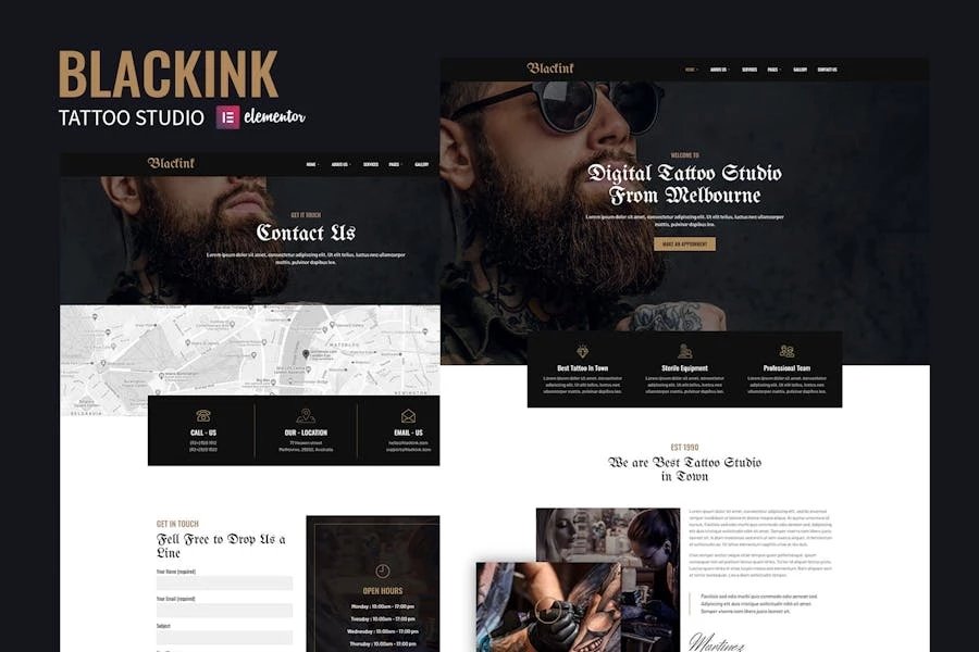 Blackink - Template Kit de Elementor de Tattoo Studio