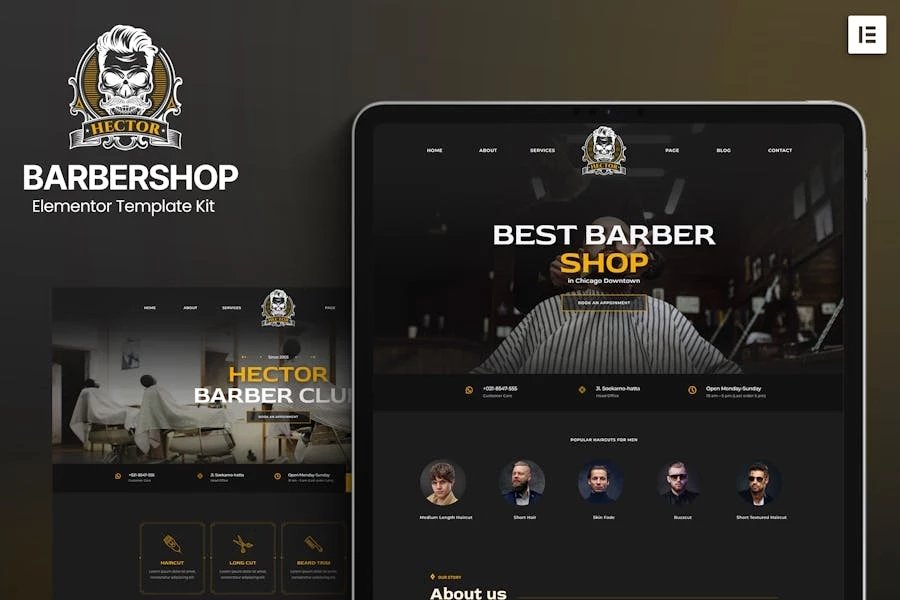 Hector - Template Kit Elementor para barbería
