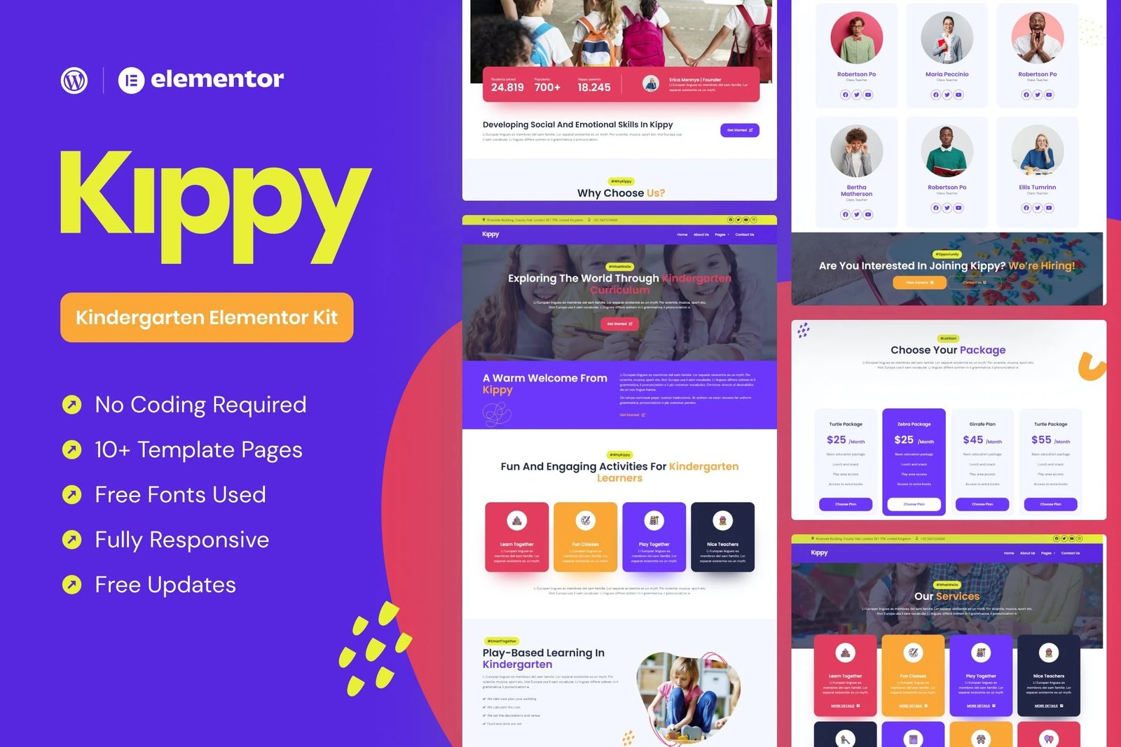 Kippy - Template Kit Elementor Pro para jardín de infantes