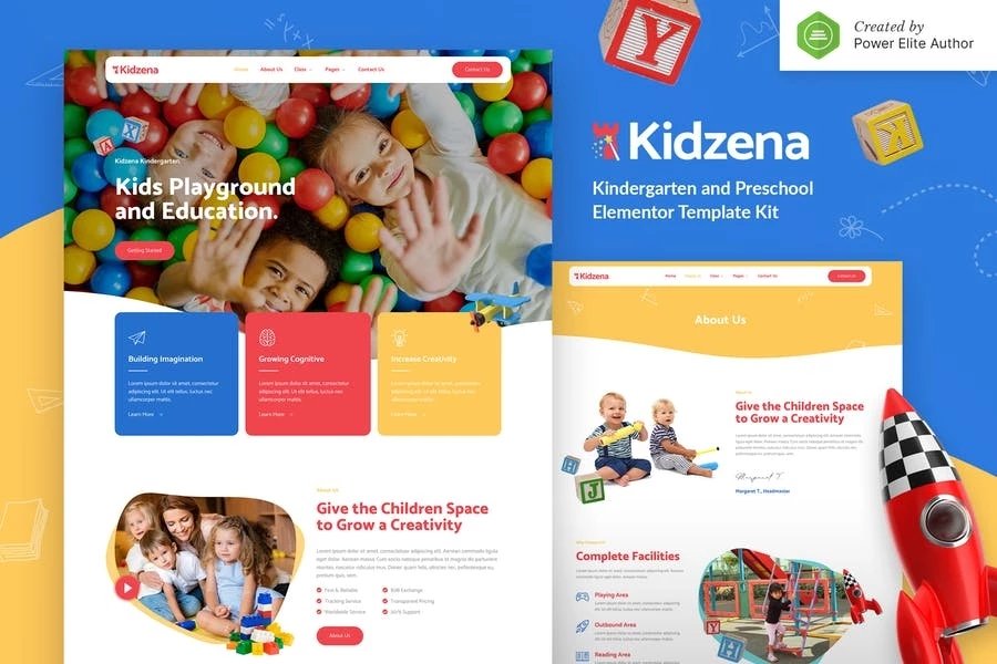 Kidzena - Template Kit Elementor para jardín de infantes y preescolar