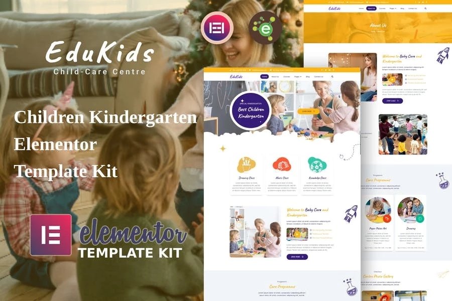 Edukids Kit de plantillas Elementor para jardines de infantes y guarderías