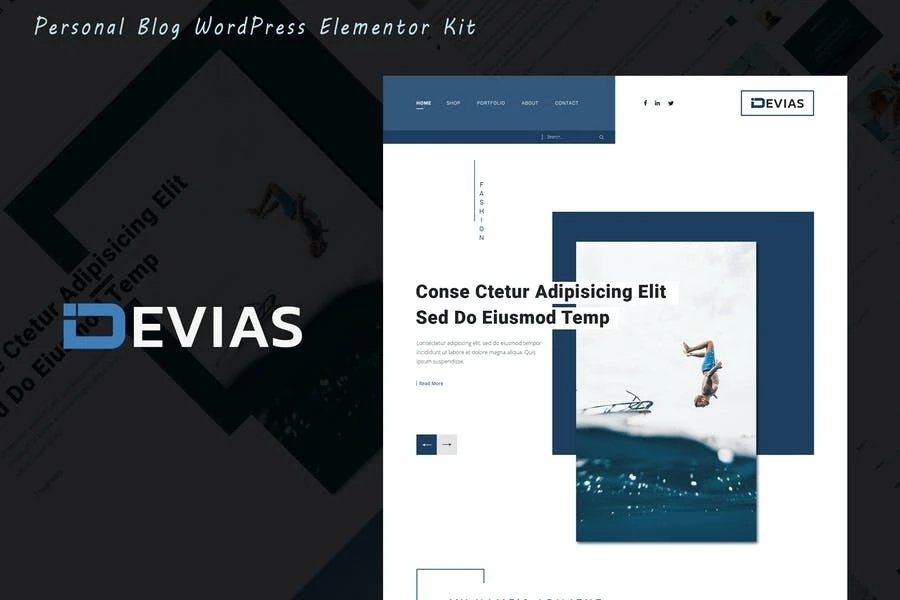 Devias - Kit de plantillas Elementor Pro para blogs y revistas