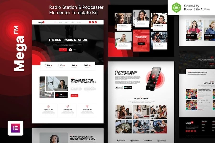 MegaFM - Template Kit Elementor para estaciones de radio y podcaster