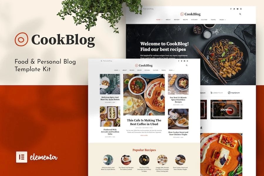 CookBlog - Template Kit Elementor para blog de comida y personal