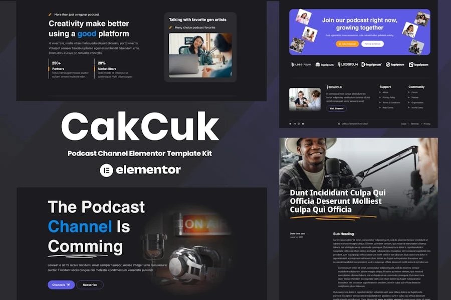 CakCuk - Template Kit Elementor para canales de podcast