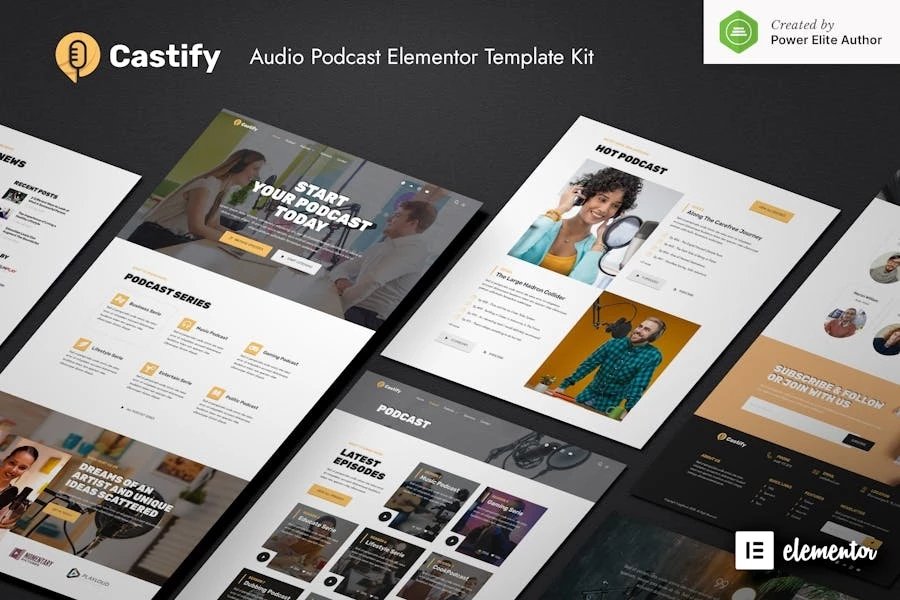 Castify Kit de plantillas Elementor para podcasts de audio