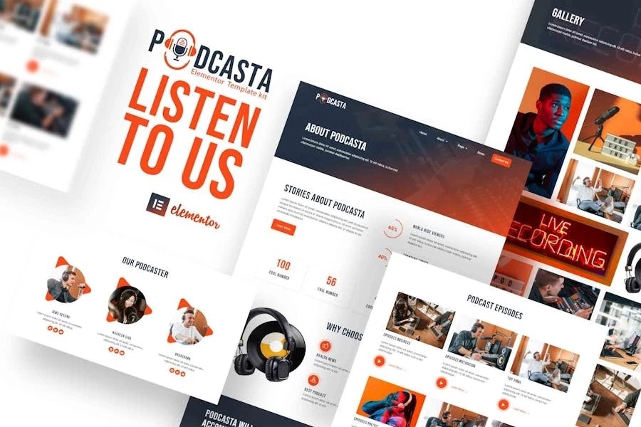 Podcasta - Kit de plantillas Elementor para podcasts y streaming
