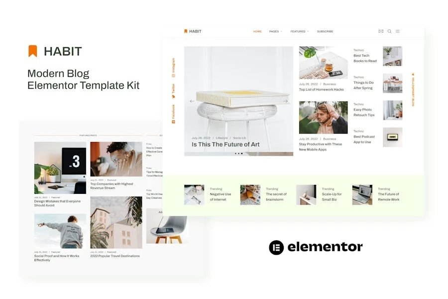 Habit - Template Kit Elementor para blogs modernos