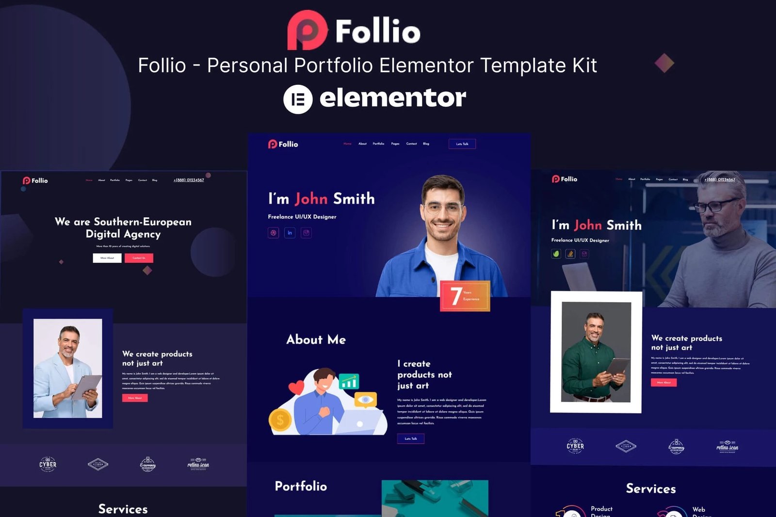 Follio - Kit de Plantillas Elementor para Porfolio Personal