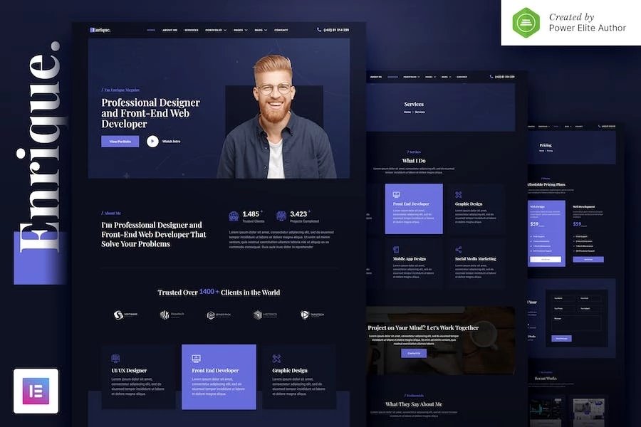 Enrique Kit de plantillas Elementor para currículum vitae personal y portafolio