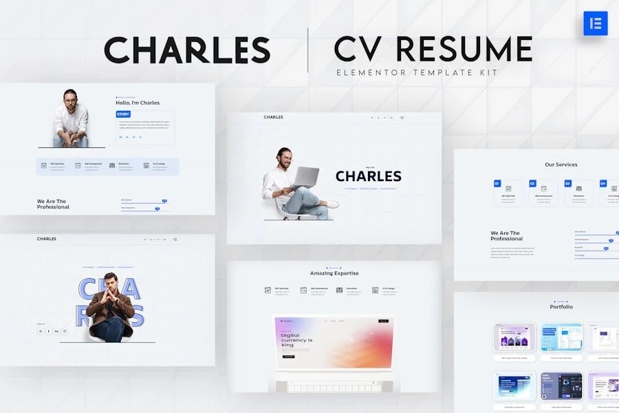 Charles - Template Kit Elementor para currículum vitae