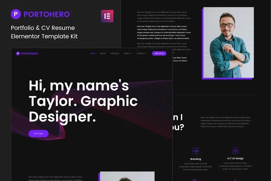 Portohero - Template Kit de Porfolio personal y CV Elementor