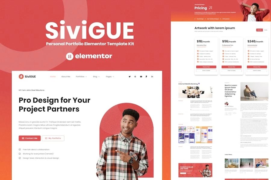 SiVigue - Template Kit Elementor para Porfolio personal