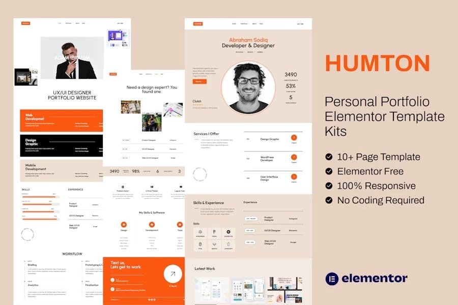 Humton - Template Kits Elementor para Porfolio personal