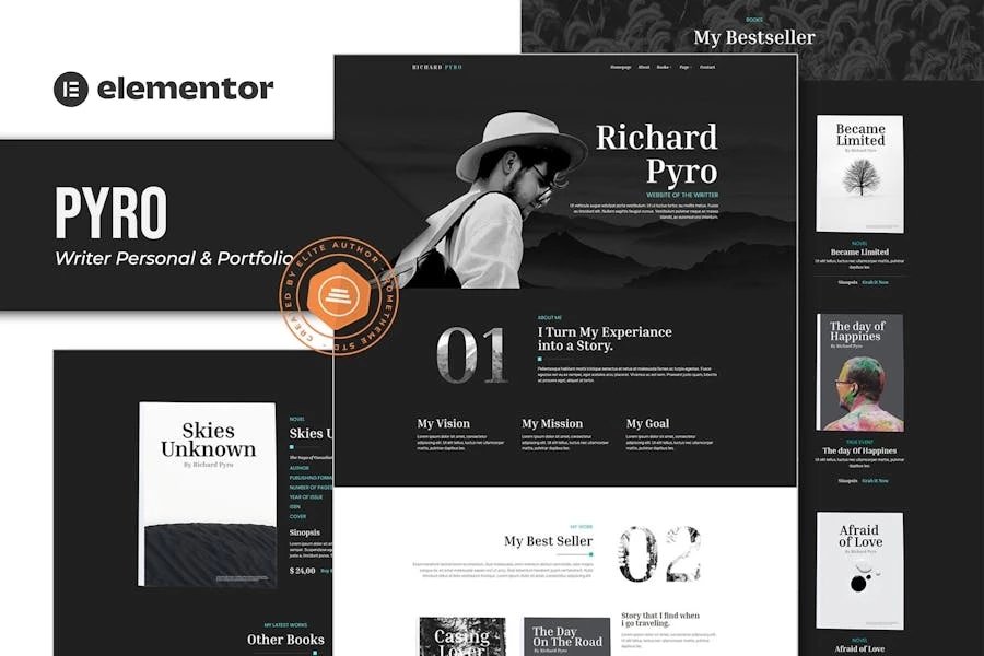 Pyro - Writer Porfolio Elementor Template Kit
