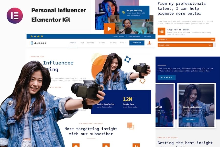 Akamsi - Template Kit Elementor de influencers personales