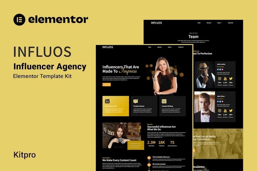 Influos - Template Kit Elementor de agencia de influencers