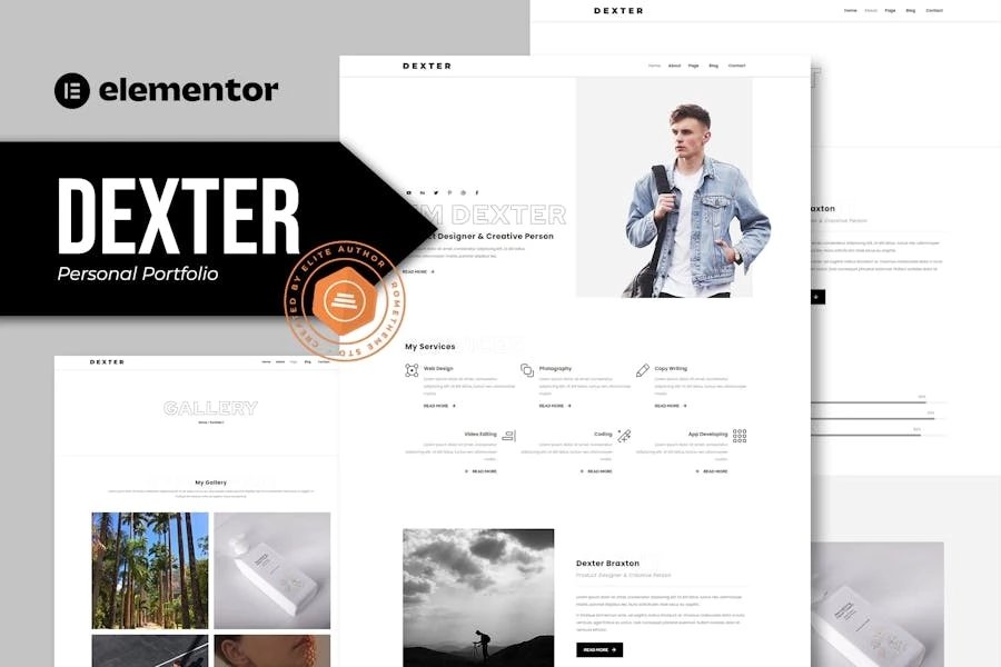 Dexter - Template Kit Elementor para Porfolio personal
