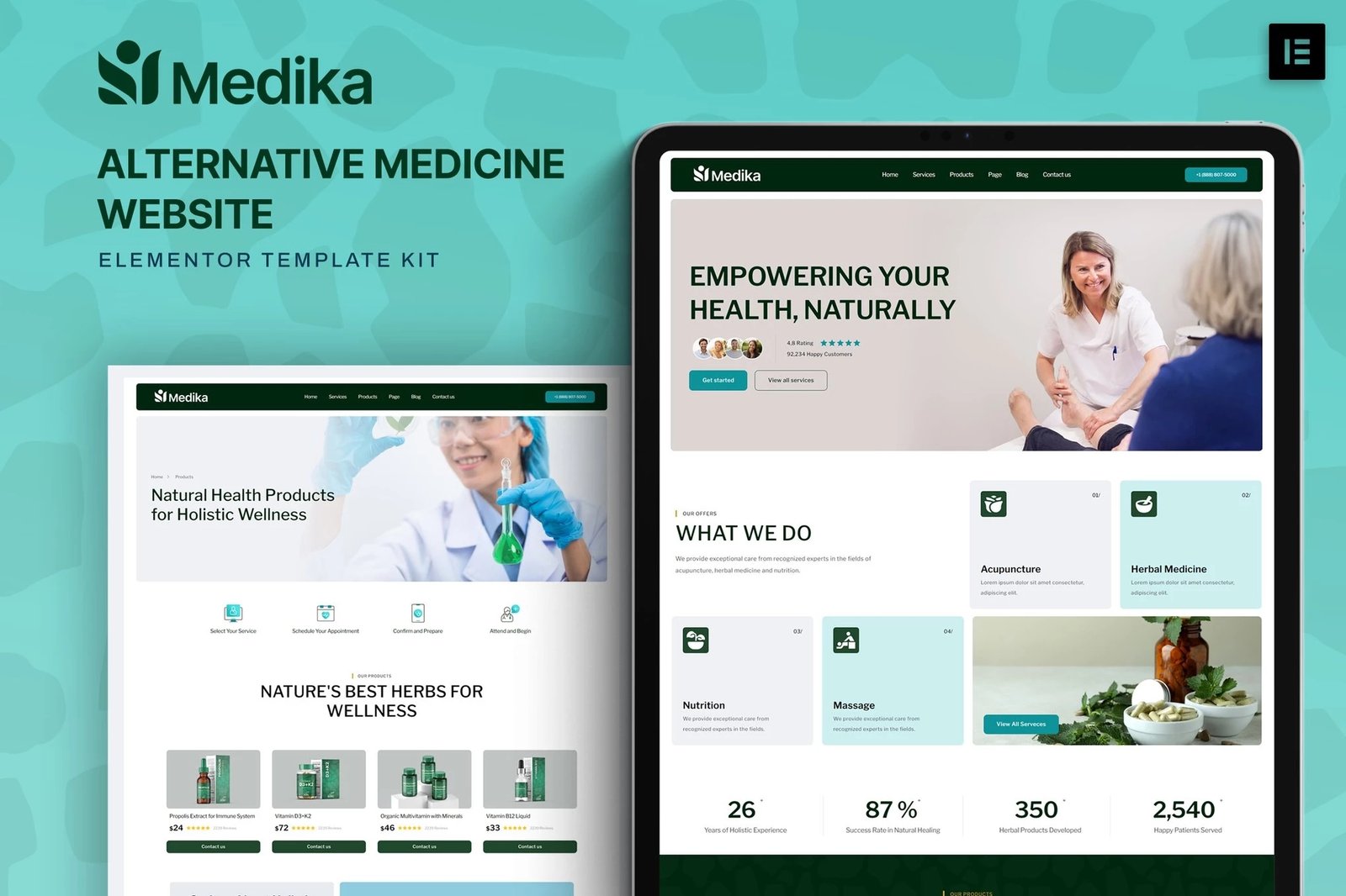 Medika - Kit de plantillas Elementor para sitios web de medicina alternativa