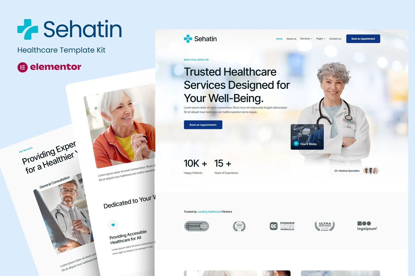 Sehatin - Kit de plantillas Elementor para servicios de atención médica