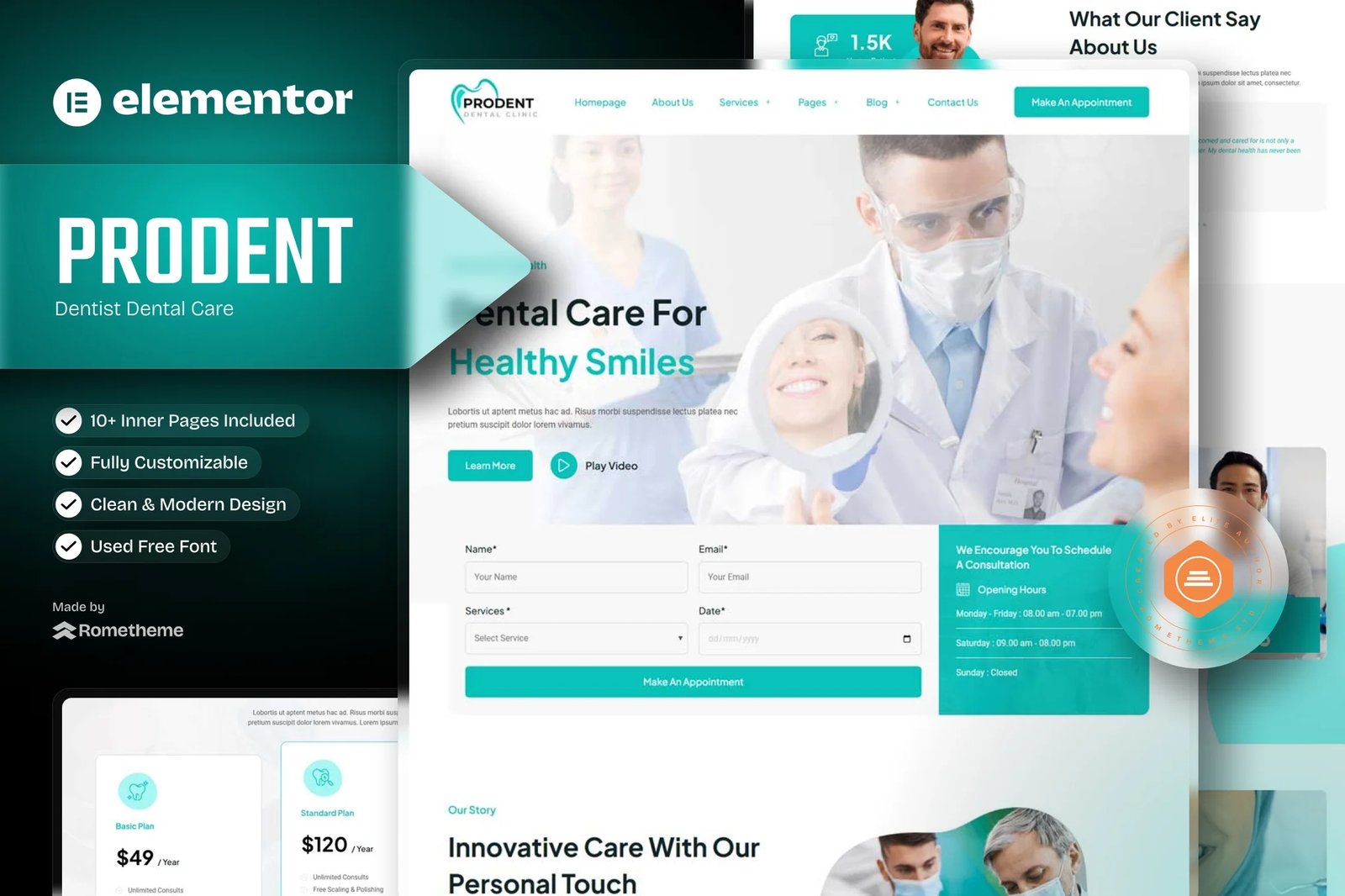 Prodent - Kit de plantillas Elementor para el cuidado dental de un dentista