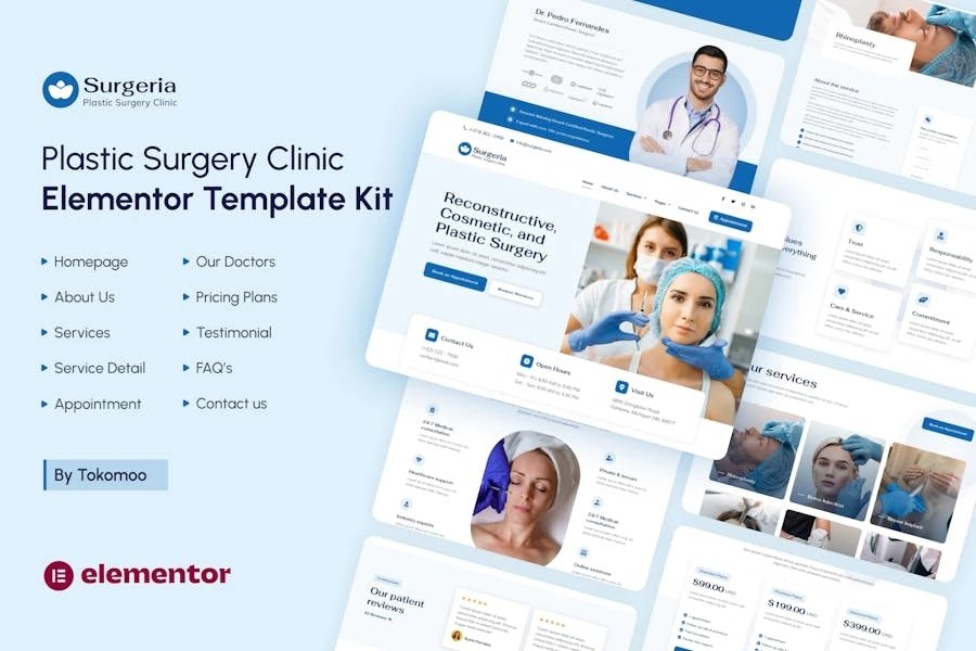 Surgeria - Template Kit Elementor para clínica de cirugía plástica