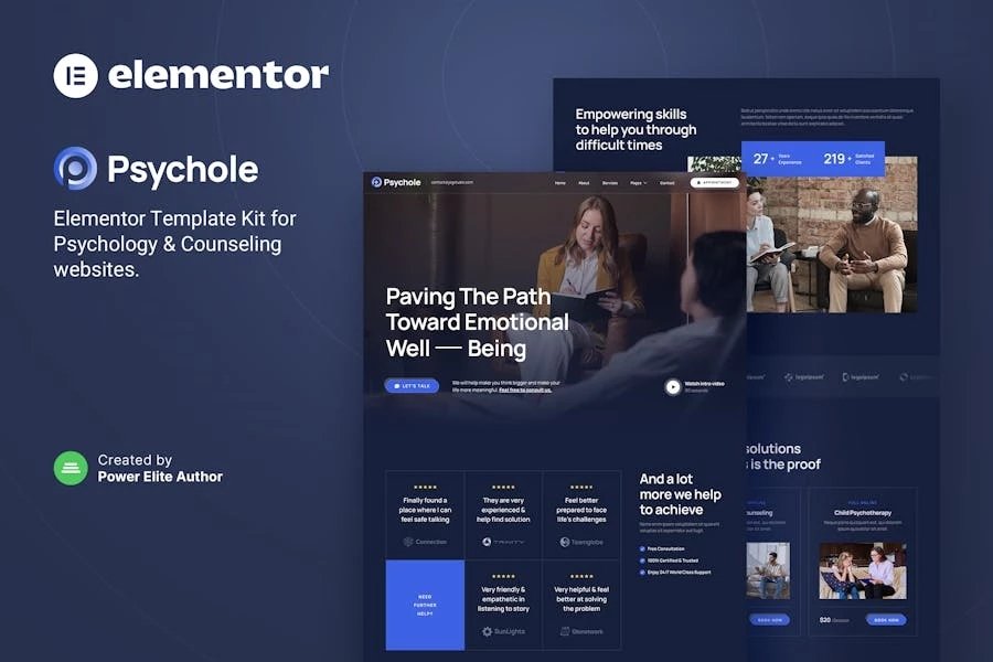Psychole Template Kit Elementor de psicología y asesoramiento