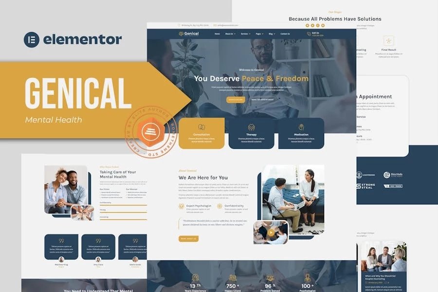 Genical - Template Kit Elementor para salud mental y terapia