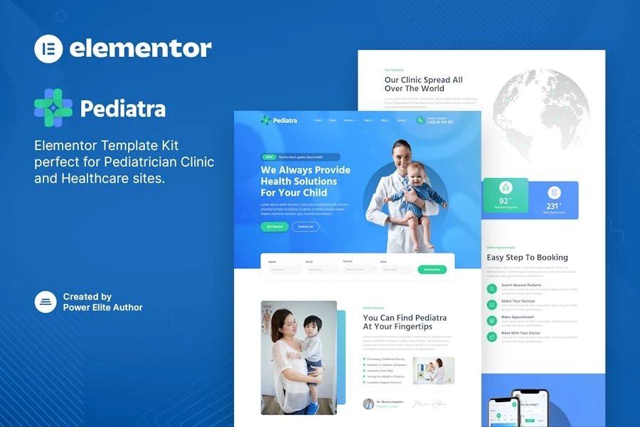 Pediatra - Template Kit Elementor para clínica pediátrica y atención médica