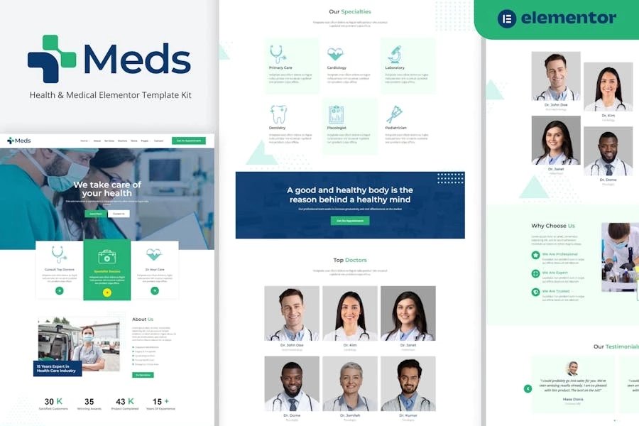 Meds - Template Kit de Elementor de salud y medicina