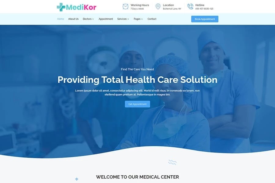 Medikor - Template Kit Elementor de atención médica