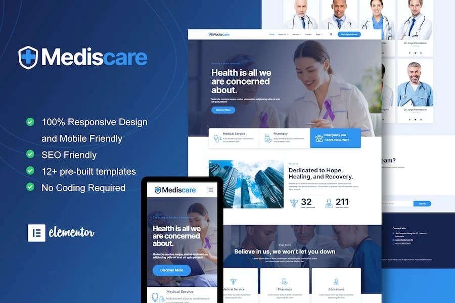 MediScare - Template Kit Elementor para servicios médicos