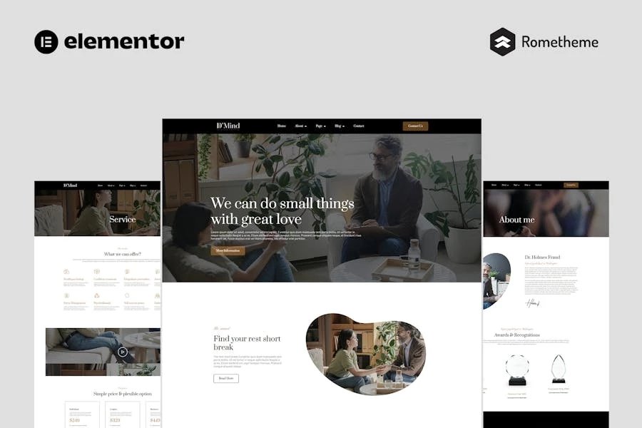DMind - Template Kit de sitio completo de psicología y asesoramiento Elementor Pro