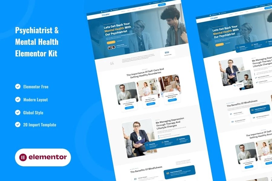 Sikiater - Template Kit Elementor para psiquiatras y servicios de salud mental