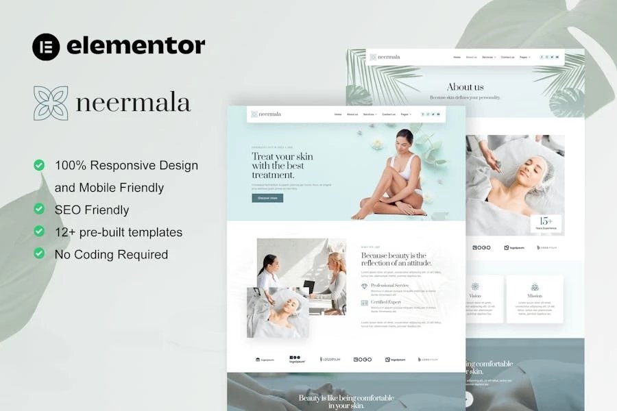 Neermala - Template Kit Elementor para clínica de belleza y dermatología