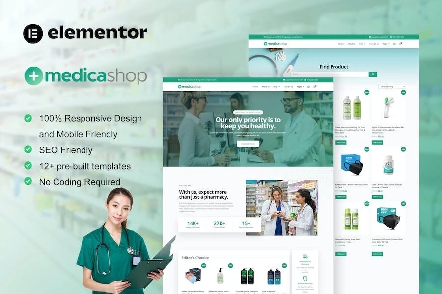MedicaShop - Template Kit Elementor para farmacias y tiendas médicas