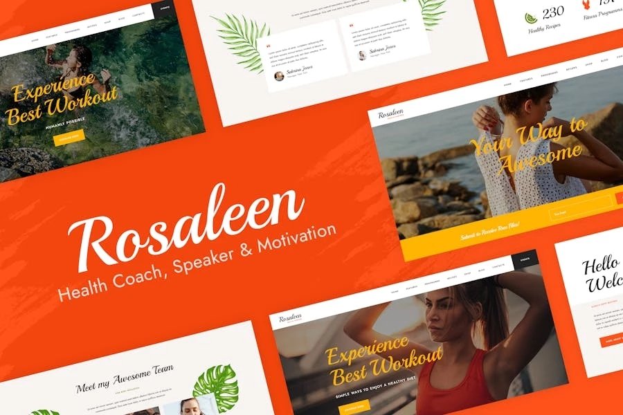 Rosaleen - Kit de plantillas Elementor para asesora de salud y oradora motivacional